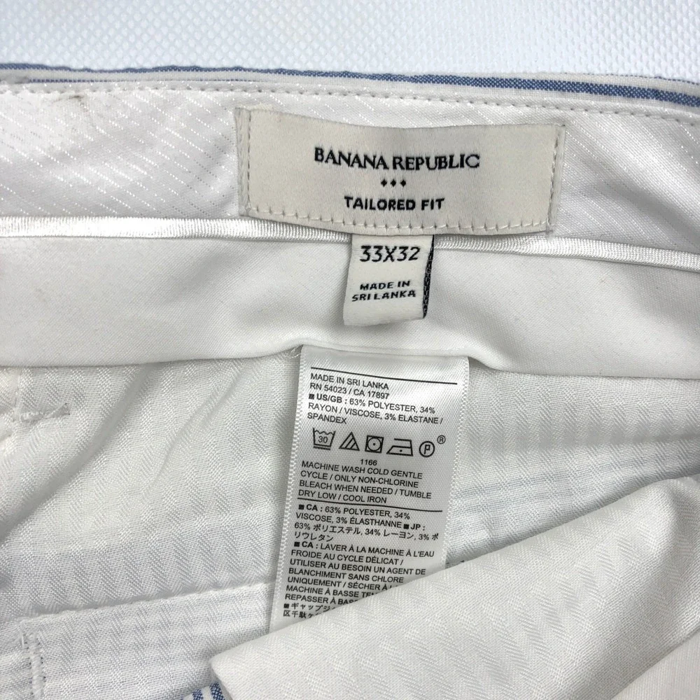 Banana Republic Tailored Fit Seersucker Striped Pants Mens 33x32 Blue White